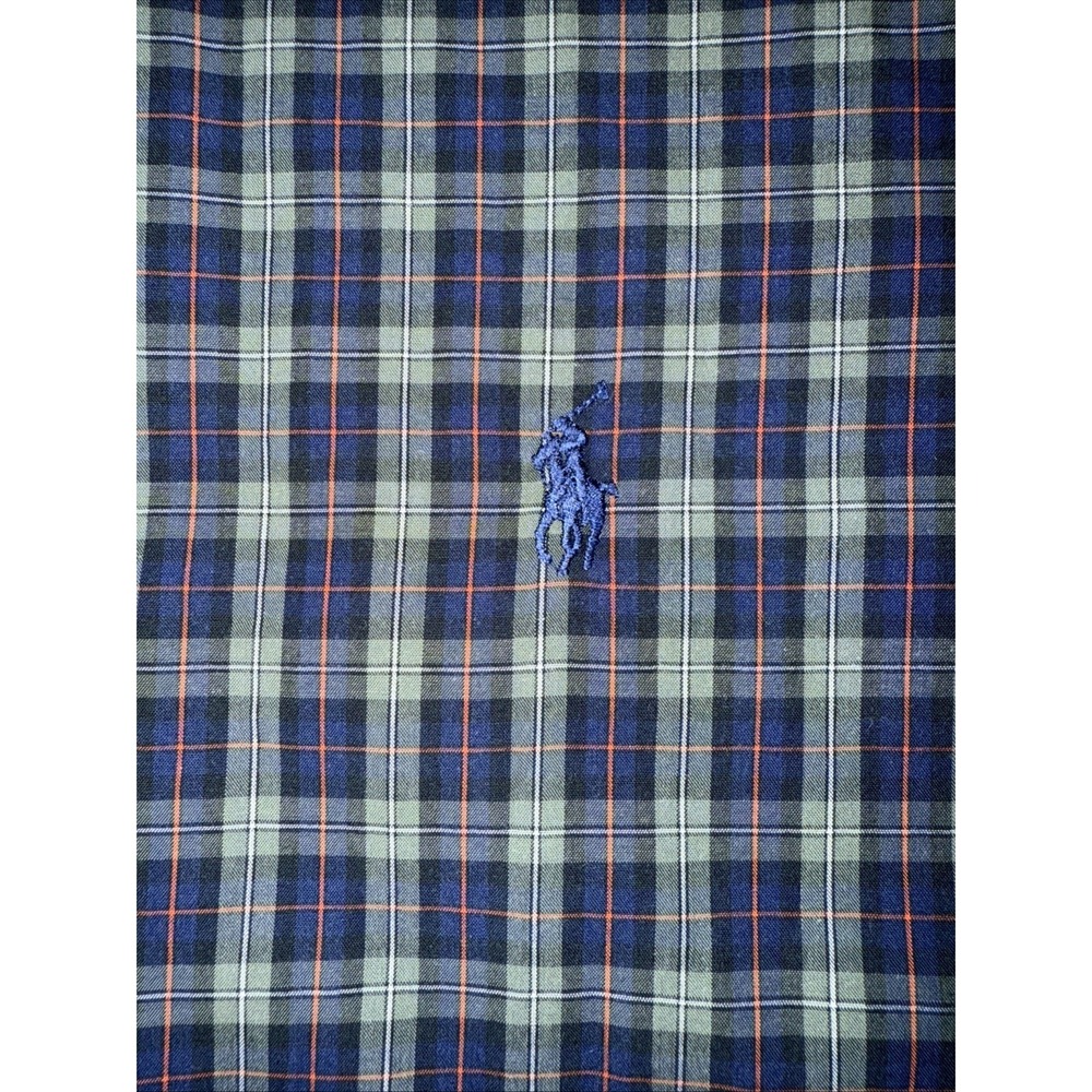 Ralph Lauren Shirt Men's L Blue Green Plaid Button-Down Embroidered Pony Logo - Picture 3 of 8